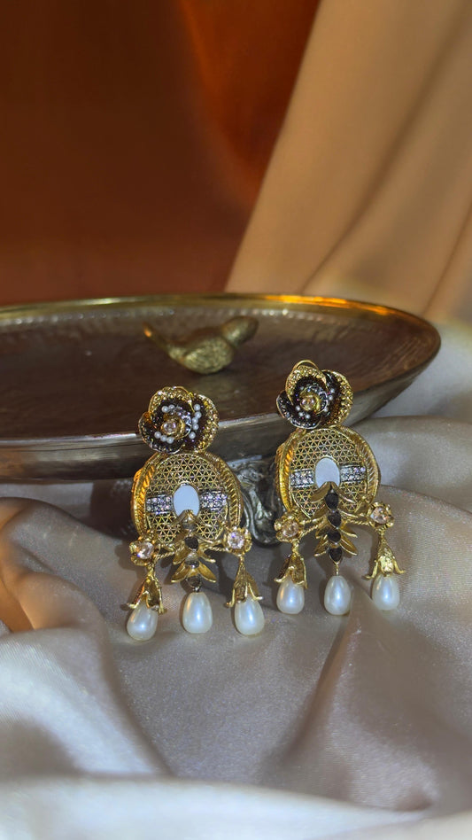 Royal Rose Pearl Earrings