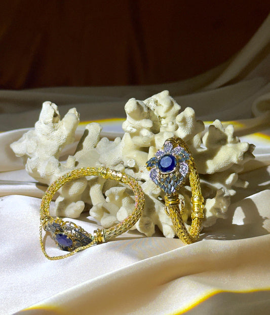 Sapphire Bloom Bangles - Gold Plated