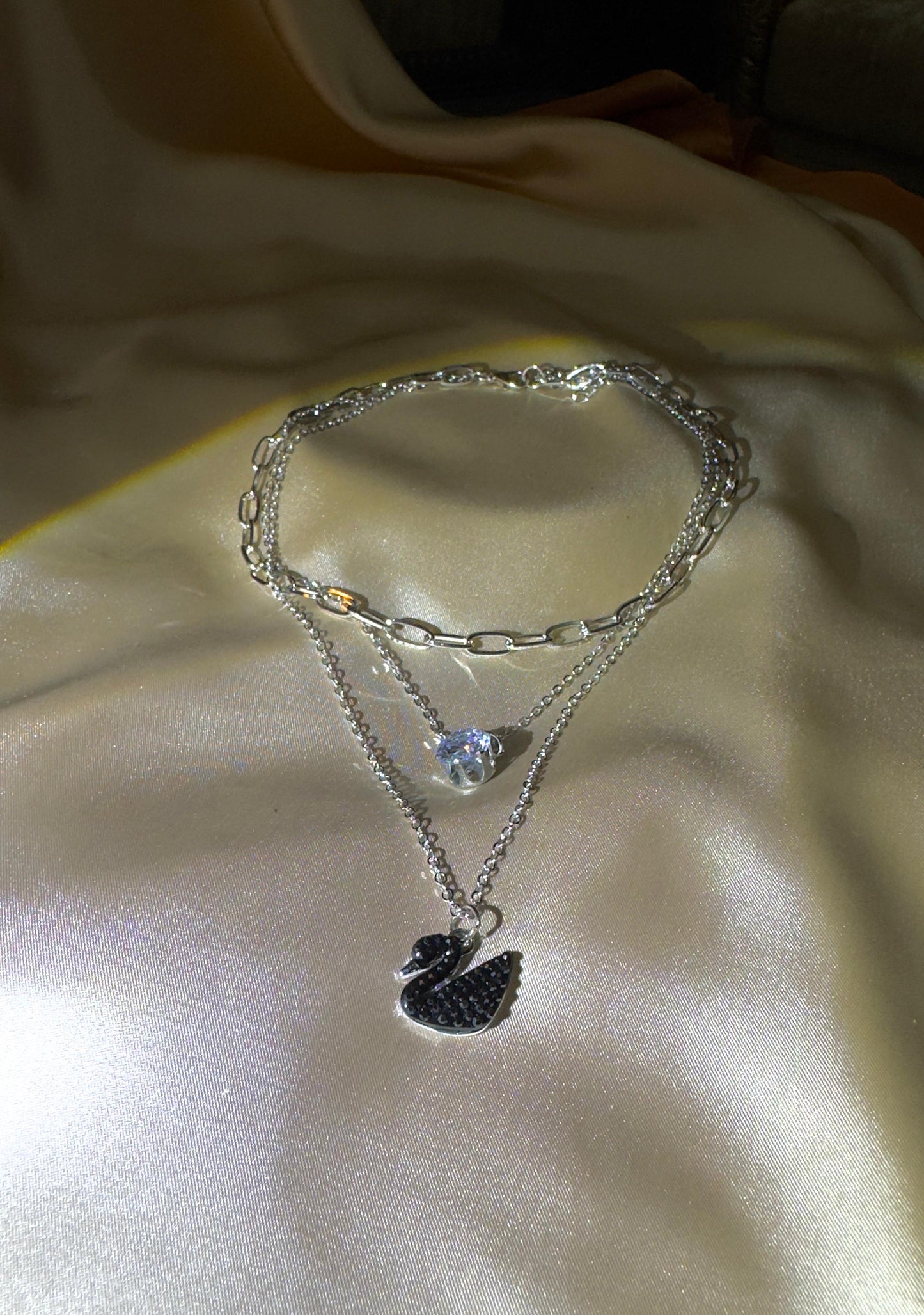 Triple Swan Necklace