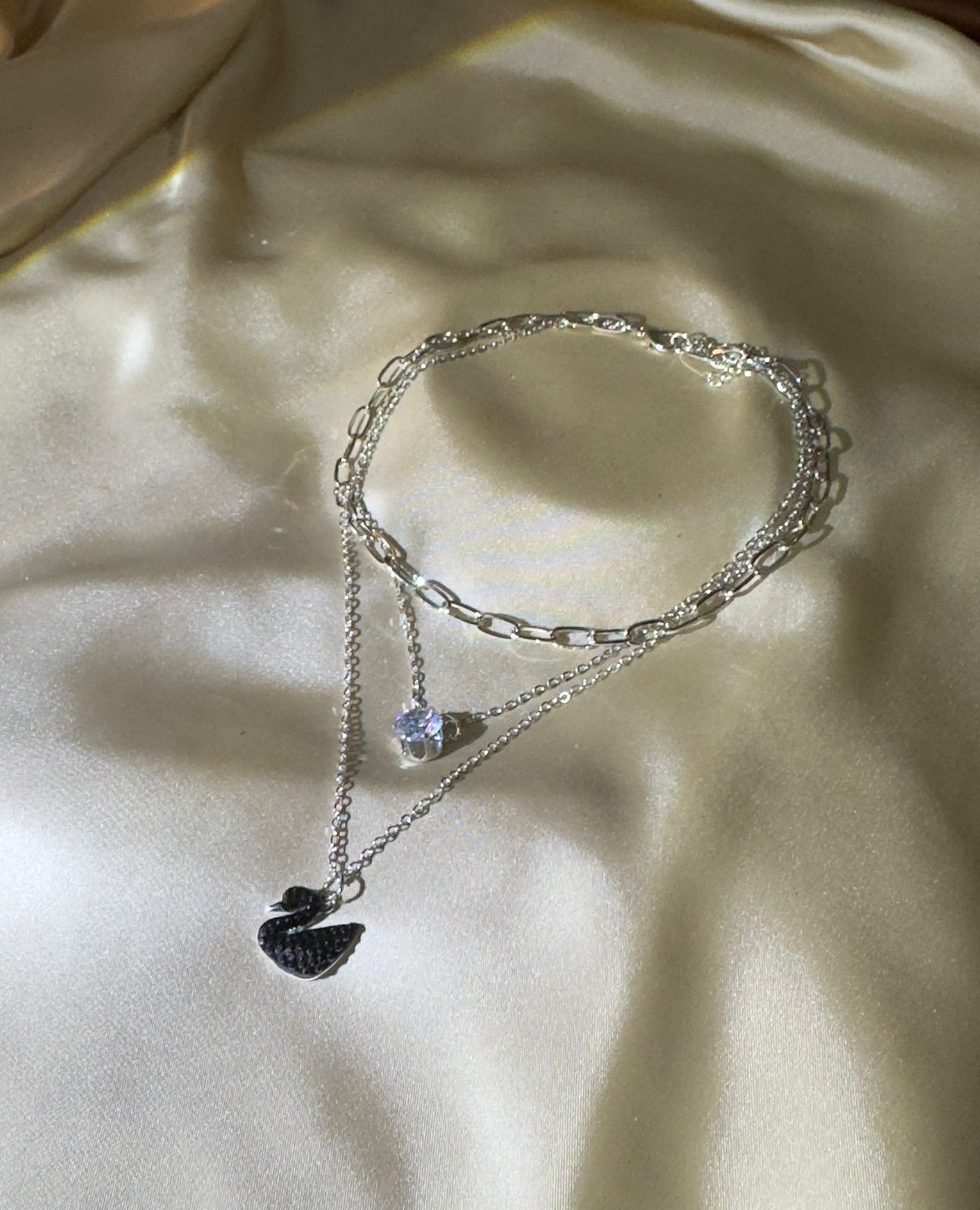 Triple Swan Necklace